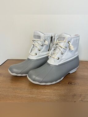 SPERRY NWT Saltwater Duck Rain Boots / Winter Boots Gray Size 9.5